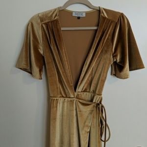 Gold Velvet wrap Dress